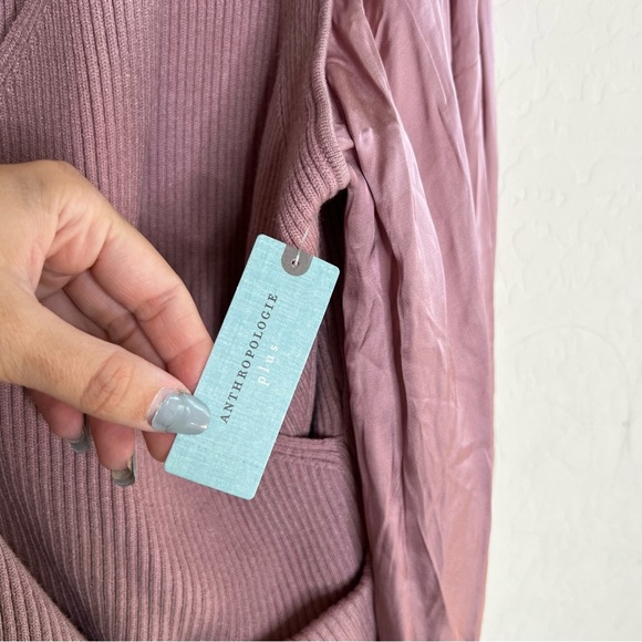 By Anthropologie Twofer Faux-Wrap Sweater Ballet Coquette Romantic Mauve - Picture 7 of 10